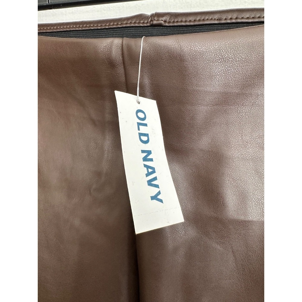 NWT Old Navy Size 22 Brown Faux Leather Extra High Rise Skinny Jeans - Picture 2 of 9